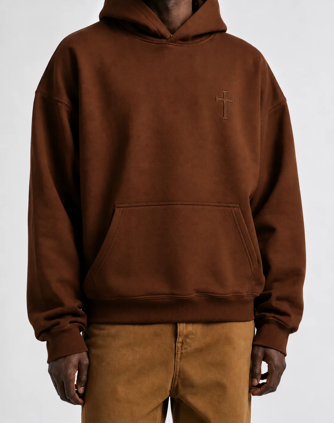 Cross Hoodie worn by model